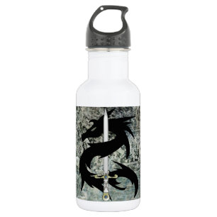 Black Dragon and Sword 532 Ml Water Bottle