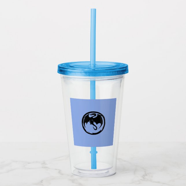 Black Dragon blue acrylic tumbler (Front)