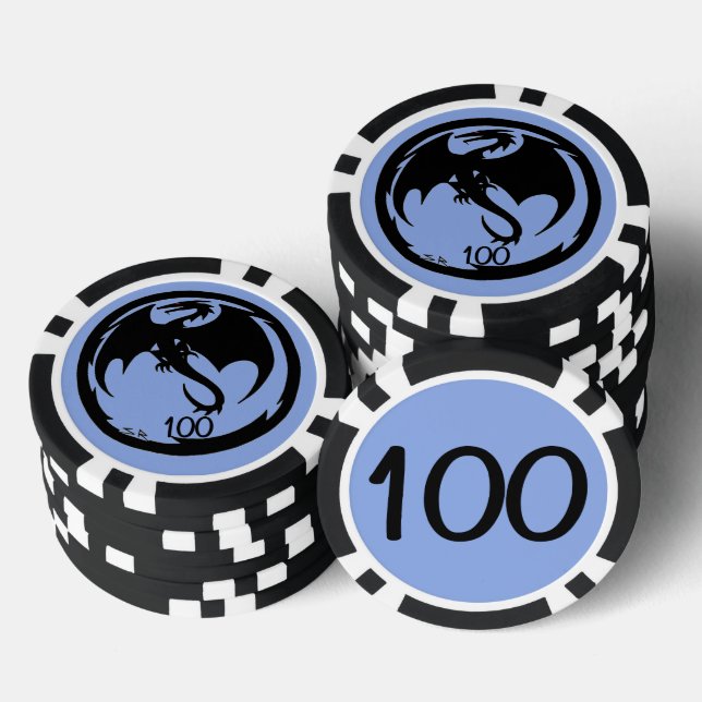 Black Dragon blue black 100 striped poker chip (Stack)