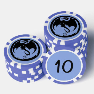 Black Dragon blue blue 10 striped poker chip
