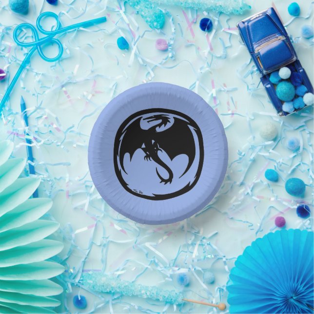 Black Dragon blue paper bowls Plate (Party)