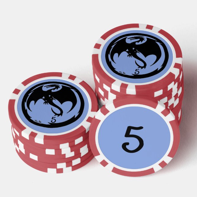 Black Dragon blue red 5 striped poker chip (Stack)