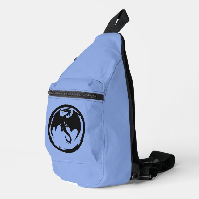 Black Dragon blue sling bag backpack (Right Corner)