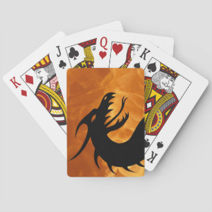 Black Dragon Breathing Fire Flame  Playing Cards