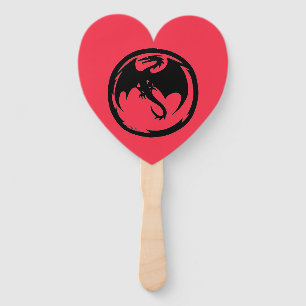 Black Dragon coral heart hand fans