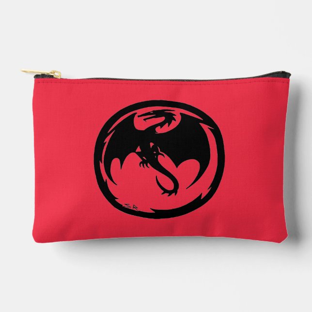 Black Dragon coral small accessory bag pouch (Front)
