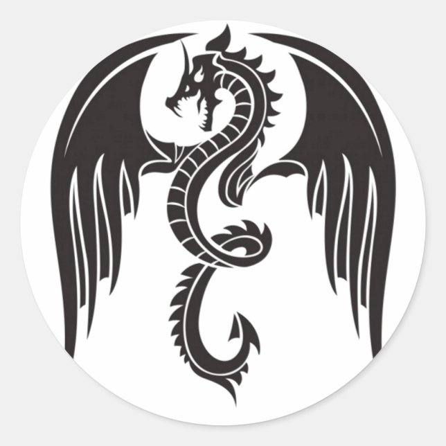BLACK dragon DRAGÃO NEGRO Classic Round Sticker (Front)