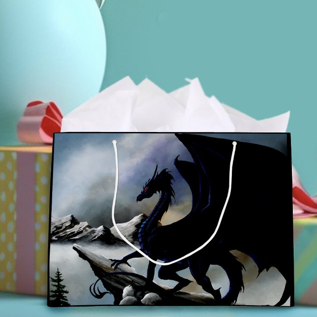 Black Dragon Fantasy Blue Mountains  Large Gift Bag (Creator Uploaded)