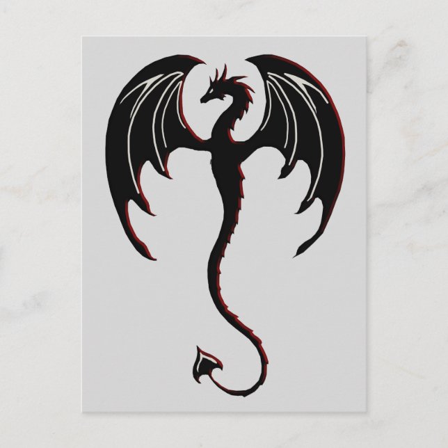 black dragon flying postcard (Front)