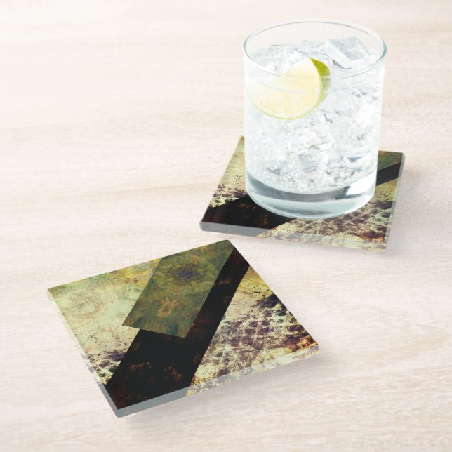 black dragon-  glass coaster (Angled)