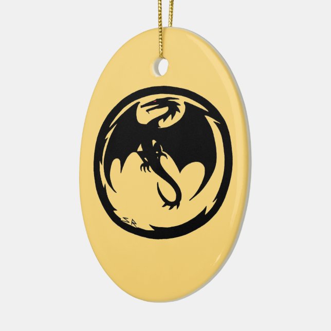 Black Dragon Gold ceramic ornament (Left)