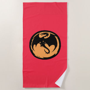 Black Dragon gold coral beach towel