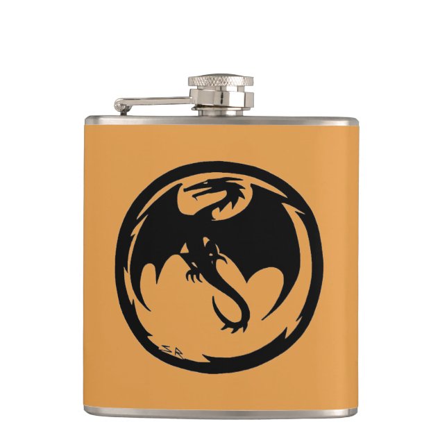 Black Dragon Gold faux deerskin flask (Front)