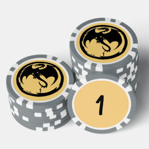 Black Dragon gold grey 1 striped poker chip