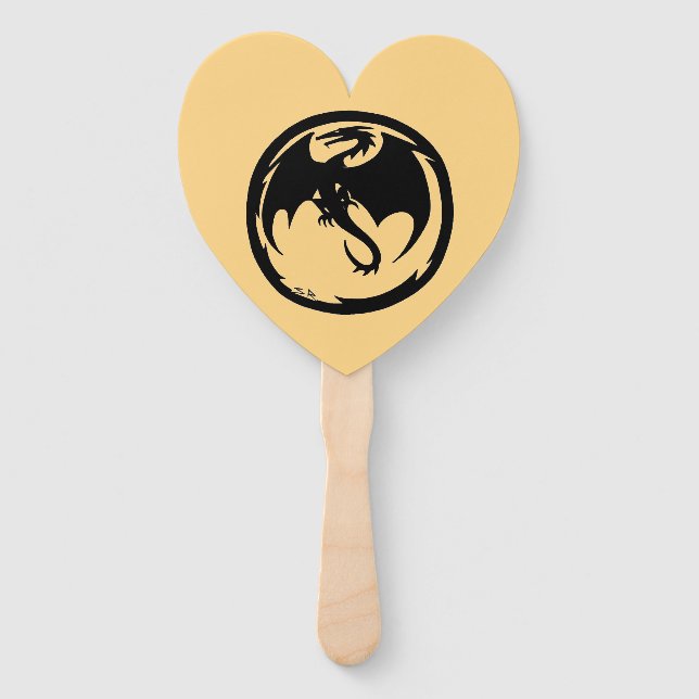 Black Dragon gold heart hand fans (Front)