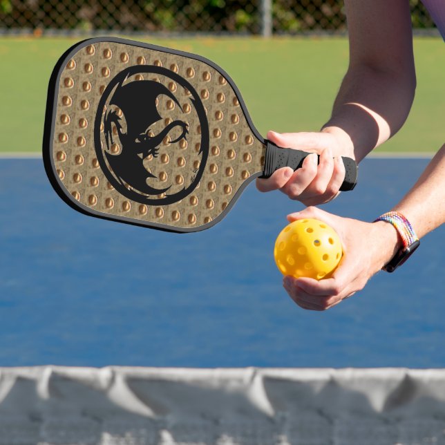 Black Dragon gold indent pickleball paddle carbon (Insitu)