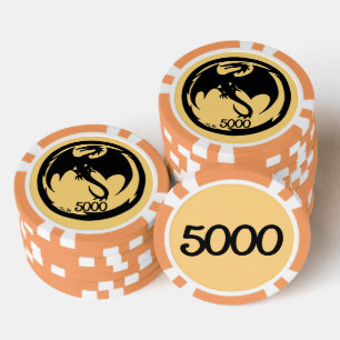 Black Dragon gold orange 5000 striped poker chip