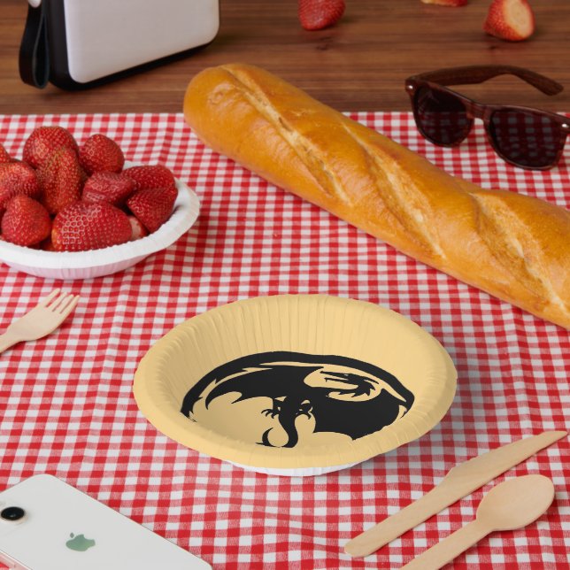 Black Dragon gold paper bowls Paper Plate (Picnic)