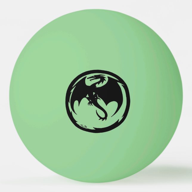 Black Dragon green glow 1 star ping pong ball (Front)