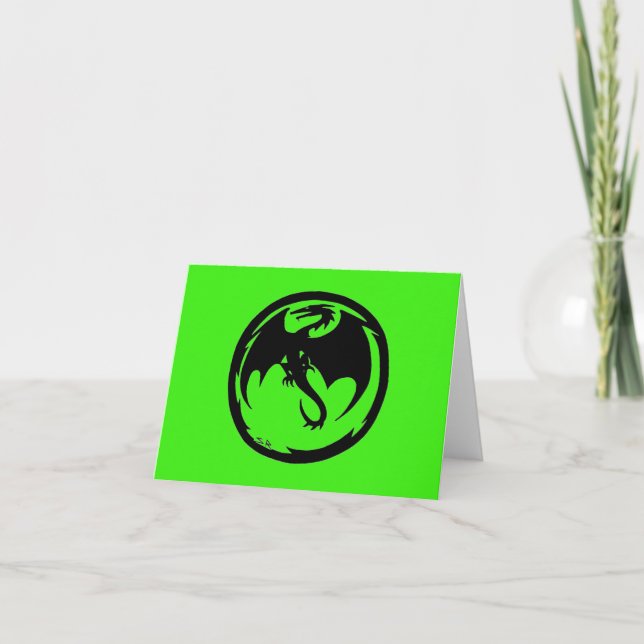 Black Dragon green greeting card (Front)