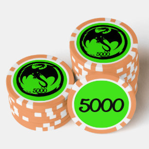 Black Dragon green orange 5000 striped poker chip