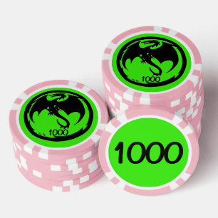 Black Dragon green pink 1000 striped poker chip