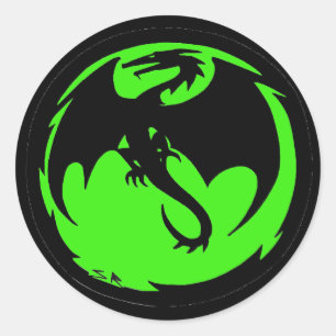 Black Dragon green small round stickers