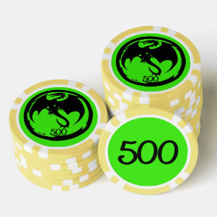 Black Dragon green yellow 500 striped poker chip