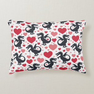 Black Dragon in Love Decorative Cushion
