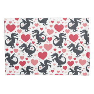 Black Dragon in Love Pillowcase