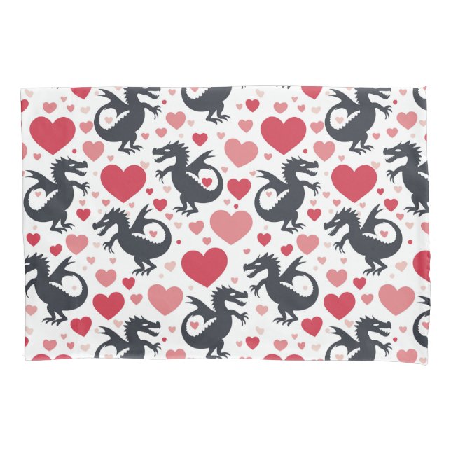 Black Dragon in Love Pillowcase (Front)