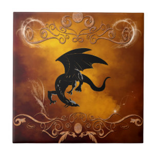 Black dragon in the sky tile