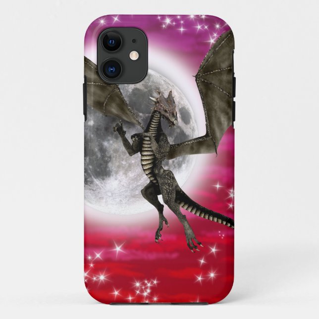 Black Dragon - Mythical Fantasy Creature Red Sky Case-Mate iPhone Case (Back)