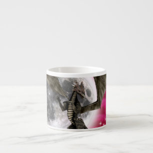 Black Dragon - Mythical Fantasy Creature Red Sky Espresso Cup