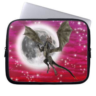 Black Dragon - Mythical Fantasy Creature Red Sky Laptop Sleeve