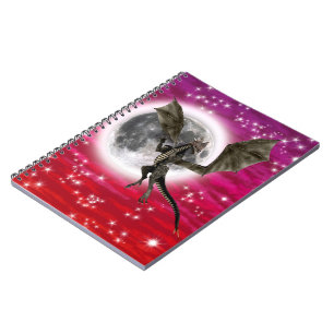 Black Dragon - Mythical Fantasy Creature Red Sky Notebook
