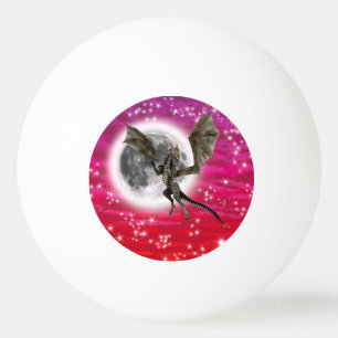 Black Dragon - Mythical Fantasy Creature Red Sky Ping Pong Ball
