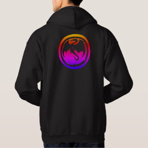 Black Dragon neon men black hooded sweatshirt back