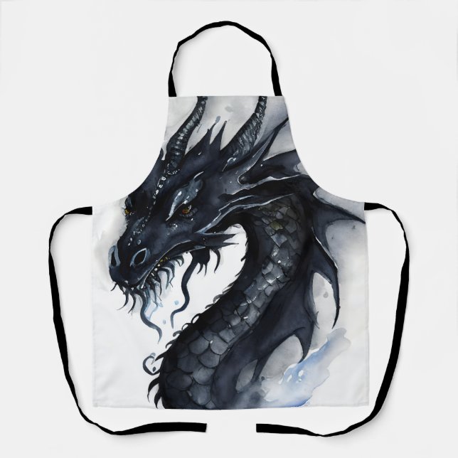 Black Dragon Nidhogg Watercolor Design Apron (Front)