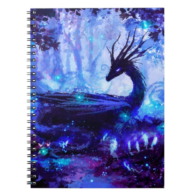 Black dragon, night forest scene. notebook (Front)