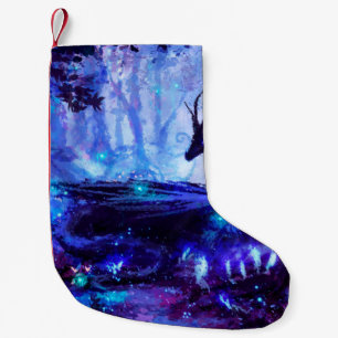 Black dragon, night forest scene. small christmas stocking