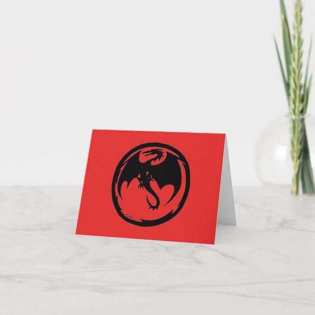 Black Dragon red greeting card (Front)