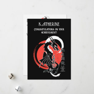 Black dragon, red moon custom Greeting Card
