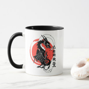 Black dragon, red moon mug