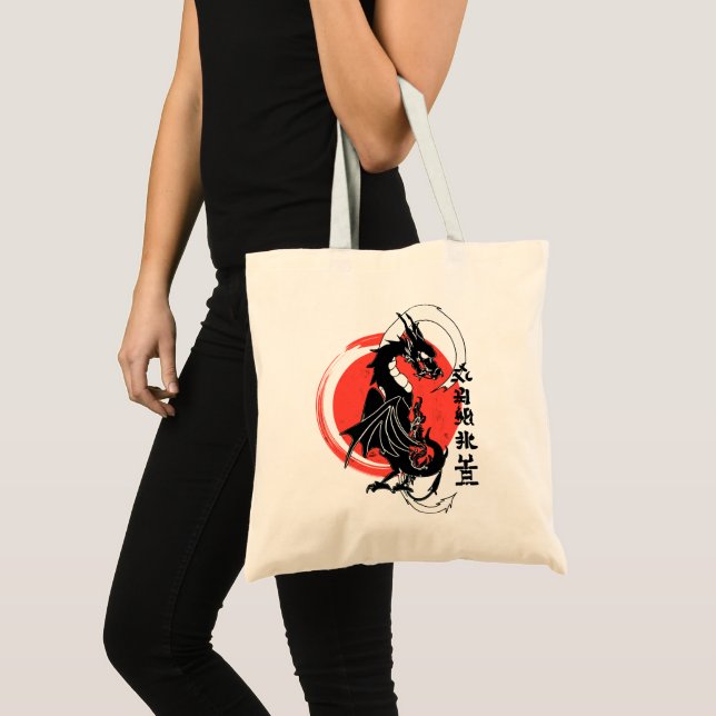 Black dragon, red moon tote bag (Front (Product))