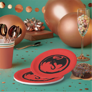 Black Dragon red paper plates