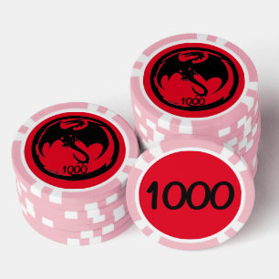 Black Dragon red pink 1000 striped poker chip