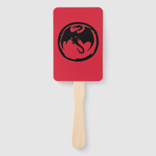 Black Dragon red rectangle hand fans