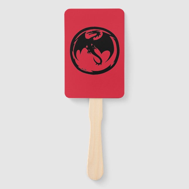 Black Dragon red rectangle hand fans (Front)