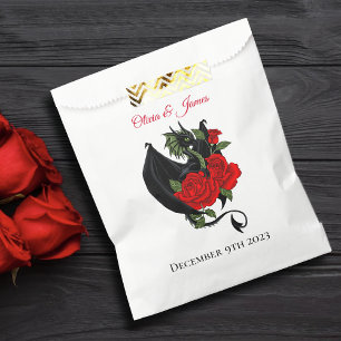 Black Dragon Red Roses Fantasy Wedding Favour Bags